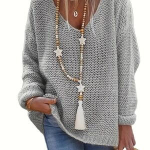 Beautiful Long Sleeve V neck knit sweater